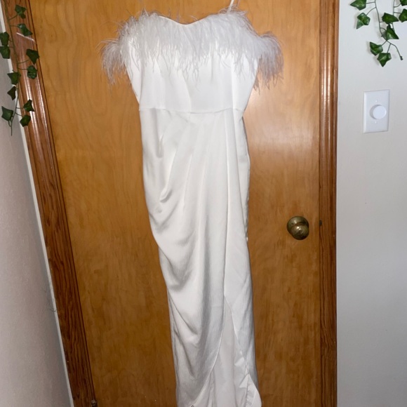 Adrianna Papell Strapless Gown Draped Skirt Ivory - Picture 6 of 6
